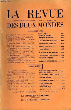 LA REVUE LITTERATURE, HISTOIRE, ARTS ET SCIENCES DES DEUX MONDES N°20 - APRÈS LE « OUI ». P.-O. LAPIE ..CÉZANNE.. RENÉ HUYGHE..RAYMOND POINCARÉ ...