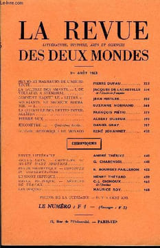 LA REVUE LITTERATURE, HISTOIRE, ARTS ET SCIENCES DES DEUX MONDES N°15 - HEURS ET MALHEURS DE L’ARCHITECTF. PIERRE DUFAU. LA GALERIE DES AMANTS. — I. ...