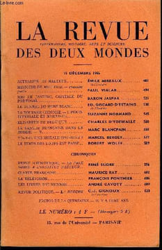 LA REVUE LITTERATURE, HISTOIRE, ARTS ET SCIENCES DES DEUX MONDES N°24 - ACTUALITÉ DE MALTHUS. ÉMILE MIREAUX.de l'Institut. HISTOIRE DE MOULOUD. — ...