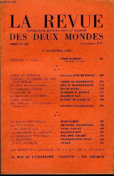 LA REVUE LITTERATURE, HISTOIRE, ARTS ET SCIENCES DES DEUX MONDES N°20 - NÉGOCIER LA PAIX. HENRI BONNET. Ambassadeur de France. QUÊTE DU BONHEUR. ...