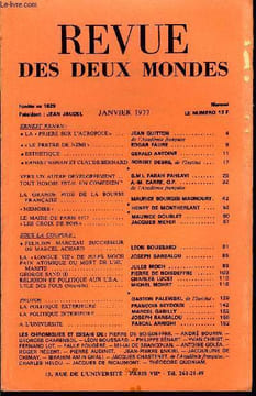 LA REVUE DES DEUX MONDES N°1 - ERNEST RENAN:•LA « PRIERE SUR L’ACROPOLE ». JEAN GUITTON ..de l’Académie française. •« LE PRETRE DE NEMI » .. EDGAR ...