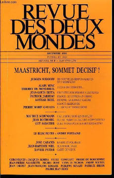 REVUE DES DEUX MONDES N°12 - MAASTRICHT, SOMMET DECISIF ? JURGEN SUDHOFF. LES NOUVELLES RESPONSABILITES DE L’ALLEMAGNE. THIERRY DE MONTBRIAL. A COTE ...