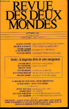 REVUE DES DEUX MONDES N°9 - JACQUES COUELLE. ALLER CHAQUE JOUR PLUS LOIN QUE L’HORIZON. MAURICE SCHUMANN. L’EGLISE PENDANT LES ANNEES NOIRES. FRANÇOIS ...