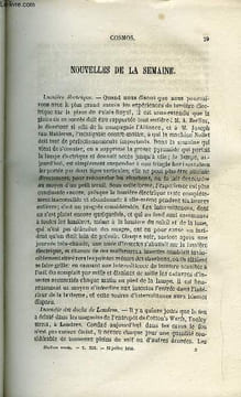 COSMOS N° 2 - Nouvelles de la semaine, Faits de mécanique appliquée, Faits de science étrangère, Faits d'astronomie par R. Radau, Faits de ...