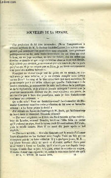 LES MONDES (COSMOS) N° 4 - Une profession de foi bien inattendue, Nivellement général de la France, De la phthisie pulmonaire, L'influence de ...