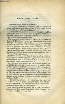 LES MONDES (COSMOS) N° 7 - Signaux télégraphiques, Les essais du redoutable, L'expédition de M. Nordenskiold, Saumon américain, Dictionnaire de ...