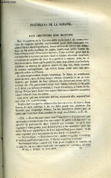 LES MONDES (COSMOS) N° 15 - Aux lecteurs des mondes, Cadrans de pendules lumineux, Expériences de lumière électrique, Sur l'ossification ...