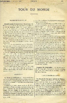 LE COSMOS - REVUE DES SCIENCES ET DE LEURS APPLICATIONS N° 182 - Tremblements de terre dans l'Amérique du Sud, La terre au millionième, Le chemin de ...