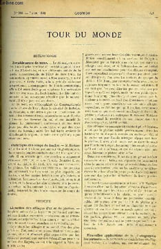 LE COSMOS - REVUE DES SCIENCES ET DE LEURS APPLICATIONS N° 280 - Tremblements de terre, Statistique des coups de foudre, Liquation des alliages d'or ...