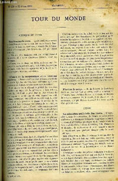 LE COSMOS - REVUE DES SCIENCES ET DE LEURS APPLICATIONS N° 379 - Tremblement de terre, Influence de la température et du vent sur les arbres, Flocons ...
