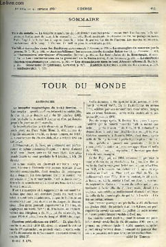 LE COSMOS - REVUE DES SCIENCES ET DE LEURS APPLICATIONS N° 1152 - La tempête magnétique du 9-20 février, Comètes périodiques en 1907, Les dangers de ...