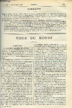 LE COSMOS - REVUE DES SCIENCES ET DE LEURS APPLICATIONS N° 1194 - La production mondiale des céréales, La taille en Suisse, La compression des ordures ...