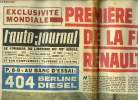 L'AUTO JOURNAL N° 338 - Première photo de la future Renault 1500, Au banc d'essai : 404 Berlin diesel, Derniers échos du dernier salon de l'année, ...