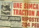 L'AUTO JOURNAL N° 377 - Une Simca 6 CV traction avant riposte a la 204 Peugeot, Exclusif : nous avons surpris un prototype Simca 6 CV a traction avant ...