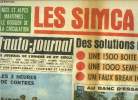 L'AUTO JOURNAL N° 383 - Les Simca 1966, des solutions nouvelles : une 1500 boite automatique, Une 1000 semi-automatique, Un faux break 1000-4 portes, ...