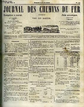 JOURNAL DES CHEMINS DE FER 3e ANNEE N° 105 - Ordonnance du Roi, Recettes des chemins de fer, Cours des actions, Chronique de la semaine, Chemins de ...
