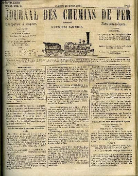 JOURNAL DES CHEMINS DE FER 4e ANNEE N° 156 - Cahier des charges des chemins de fer de Paris a Lyon et de Lyon a Avignon, Proposition de M. le comte ...