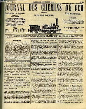 JOURNAL DES CHEMINS DE FER 4e ANNEE N° 189 - Adjudication des chemins de fer de Lyon et de St-Quentin, Chemin de fer de Lyon a Avignon (embranchement ...