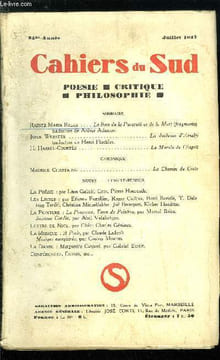 LES CAHIERS DU SUD N° 195 - Le livre de la pauvreté et de la mort (fragments) par Rainer Maria Rilke, traduction de Arthur Adamov, La duchesse ...