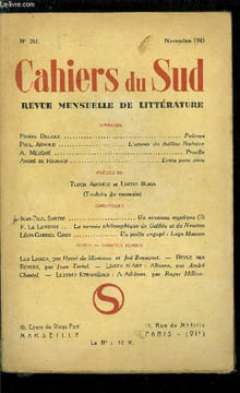 LES CAHIERS DU SUD N° 261 - Poèmes par Pierre Delisle, L'avenir du théatre Ibsénien par Paul Arnold, Proella par A. Métérié, Ecrits pour vous par ...