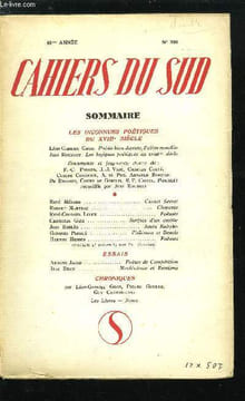 LES CAHIERS DU SUD N° 350 - Les inconnues poétiques du XVIIIe siècle, Carnet secret par René Ménard, Charente par Robert Marteau, Poèmes par René ...