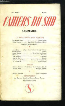LES CAHIERS DU SUD N° 369 - La poésie populaire bulgare par Tania Velmans, Poésie native par Luc-André Marcel, Péguy et ses cahiers de la quinzaine ...