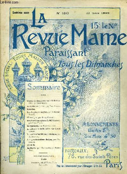 LA REVUE MAME N° 180 - Contes de Bonne Perrette : le retour (fin) par René Bazin, La tentation par Jean Aicard, Les hopitaux anglais par le docteur ...