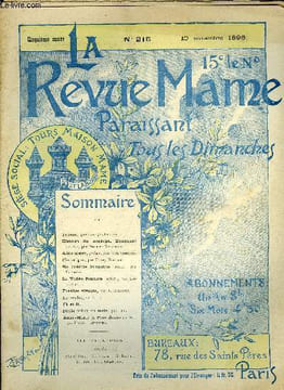 LA REVUE MAME N° 215 - Toutou par Georges Beaume, Histoire du maréchal Boucicaut (suite) par Maurice Maindron, Alma mater par Jean Vignaud, Ma cousine ...