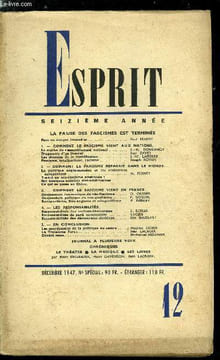 Esprit n° 140 - La pause des fascismes est terminée, Face au danger immédiat par Paul Fraisse, Comment le fascisme vient aux nations, Le mythe du ...