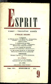 Esprit n° 230-231 - L'Italie bouge - Le poids du passé, La résistance, Surpopulation, L'Europe, La culture, La femme, L'église et l'Etat, Difficulté ...