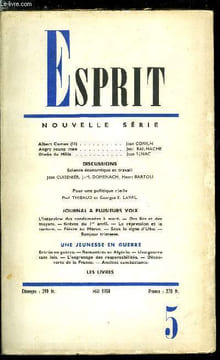 Esprit n° 261 - Albert Camus par Jean Conilh, Angry young men par Jean Bailhache, Diwan du Mole par Jean Senac, Discussions, science économique et ...