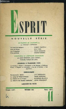 Esprit n° 332 - Le silence de l'Europe par Stanley Hoffmann, La mort du western par Robert Marteau, Ciel du Greco par Jean Paris, Les françaises par ...