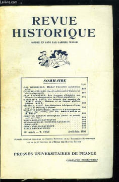 Revue historique n° 438 - Michel Chevalier saint simonien par J.B. Duroselle, Aux frontières de l'histoire et de la géographie par Etienne Juillard, ...