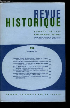Revue historique n° 494 - Dédale et Thalos, mythologie et histoire des techniques par Françoise Frontisi-Ducroux, L'histoire sérielle, bilan et ...