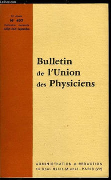 Bulletin de l'union des physiciens n° 497 - Le problème du caractère acide ou basique des solutions en classe terminale par G. Guinier, Calculs de pH ...