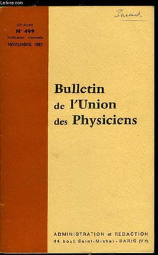 Bulletin de l'union des physiciens n° 499 - Journées de physique (Lyon, novembre 1966), En hommage a Guy Lazergues, Le pompage optique par A. Kastler, ...