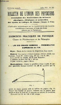 Bulletin de l'union des physiciens n° 265 - Exercices pratiques de physique - Loi des grands nombres, probabilités, dispersion du tir, Etude la chute ...