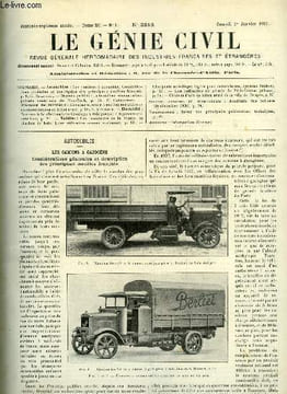 Le génie civil tome XC n° 1 - Les camions a gazogène, considérations générales et description des principaux modèles français par G. Delanghe, Le ...