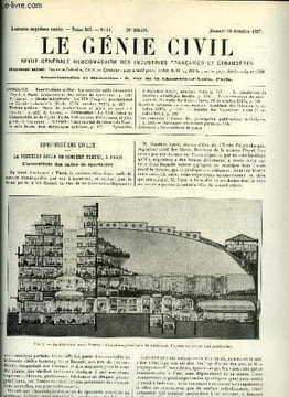 Le génie civil tome XCI n° 18 - La nouvelle salle de concert Pleyel a Paris, l'acoustique des salles de spectacles par P. Calfas, Le VIIe congrès ...