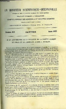 Le moniteur scientifique du docteur Quesneville n° 613 - Le 25e anniversaire de la fondation de la société chimique de Berlin et les hommages rendus a ...