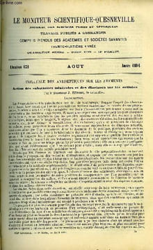 Le moniteur scientifique du docteur Quesneville n° 632 - Influence des antiseptiques sur les ferments - action des substances minérales et des ...