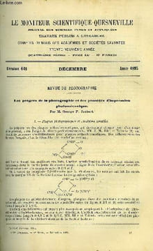 Le moniteur scientifique du docteur Quesneville n° 648 - Revue de photographie - les progrès de la photographie et des procédés d'impression ...