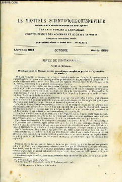 Le moniteur scientifique du docteur Quesneville n° 694 - Revue de photographie par M. A. Granger, Développement de l'image latente après fixage ...