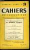 Cahiers du communisme n° 9 - La journée internationale de lutte pour la paix et l'impérieux devoir des communistes, 80e anniversaire de Marcel Cachin ...