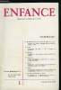 Enfance n° 1 - Evaluation des attitudes parentales selon le PARI de Schaefer et Bell par F. de Borggraef, E.A. Sand, Ph. Smets et Ed. Robaye, ...