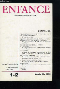 Enfance n° 1-2 - Stratégies de l'enfant et activités finalisées - Le temps des stratégies par Gaby Netchine-Grynberg, Stratégies de résolution de ...