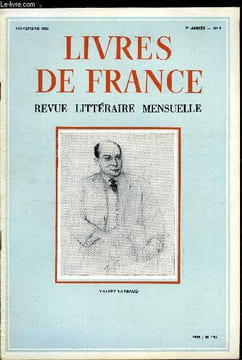 Livres de France n° 9 - Valery Larbaud par Jules Supervielle, Valery Larbaud par Francis de Miomandre, Leon Paul Fargue par Valery Larbaud, De ma ...