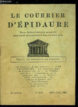 Le courrier d'épidaure n° 9-10 - Les trente trois ponts de Paris sur Seine par John Charpentier, Saint Simon et la médecine (fin) par Dr Pierre ...