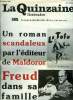 La quinzaine littéraire n° 580 - L'homme Freud et l'avènement de la psychanalyse par Roger Gentis, La trajectoire d'un homme exceptionnel par Michel ...