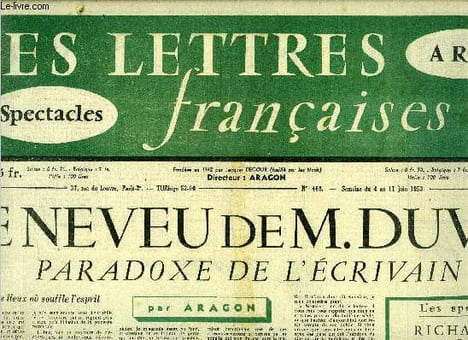 Les lettres françaises n° 468 - Le neveu de M. Duval, paradoxe de l'écrivain par Aragon, L'enfance inadaptée par René Jean Clot, Al Capone a Hollywood ...